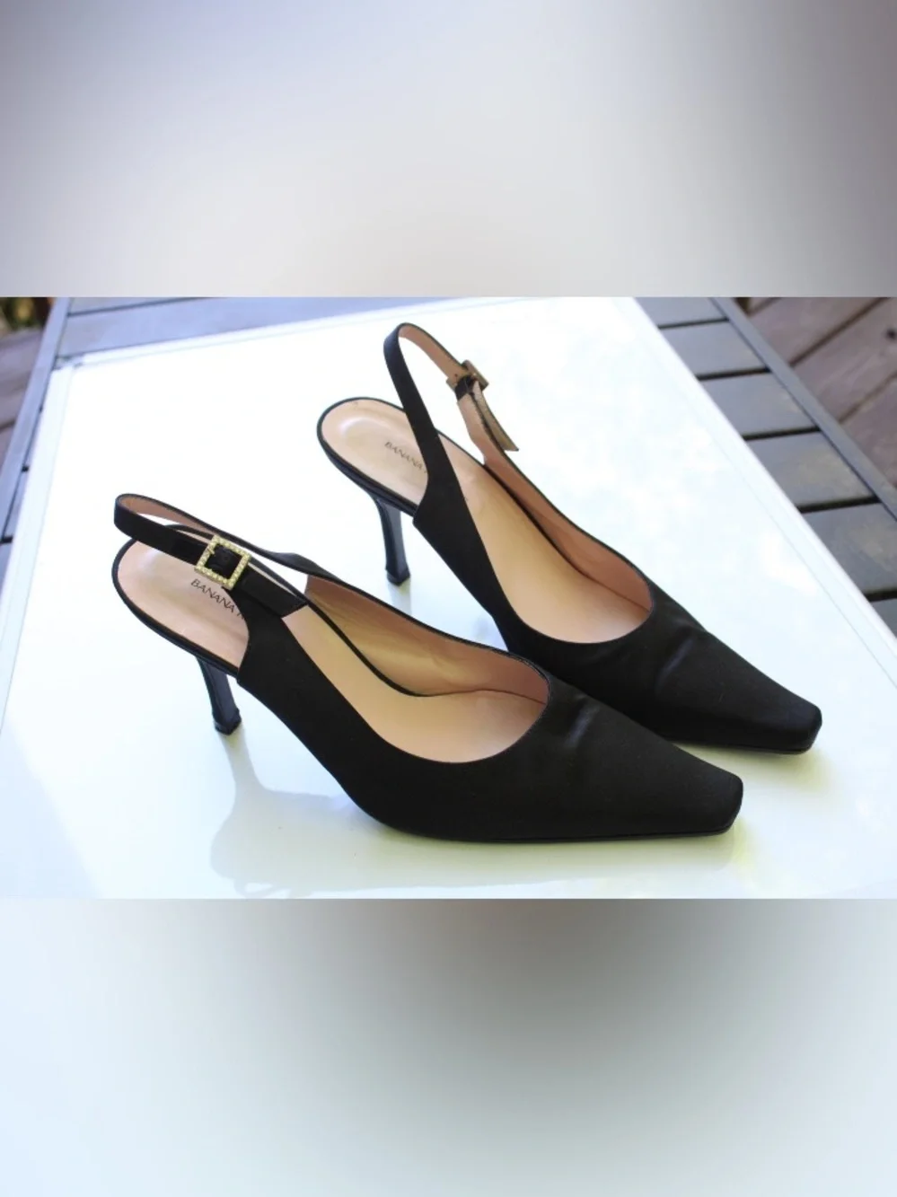 Banana Republic rhinestone sling back pumps Leather lining - Picture 3 of 11